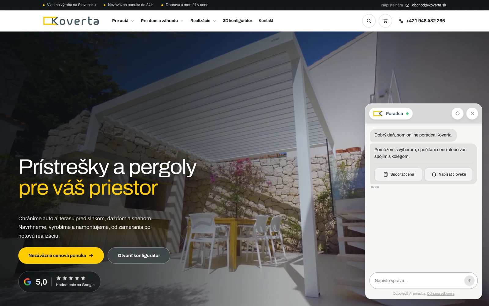 Web Koverta s otvoreným poradcom
