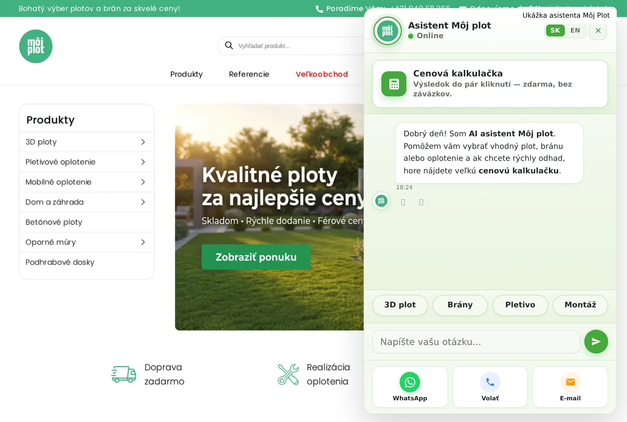 Web Môj Plot s pôvodným chatbotom